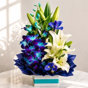 blue orchid lily flower box