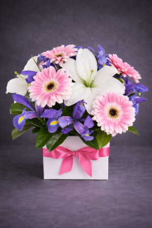 Elegant Floral Bouquet in Gift Box –