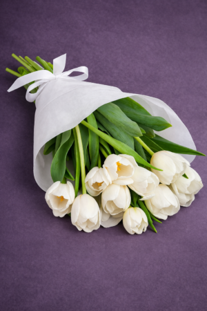 Elegant White Tulip Bouquet –