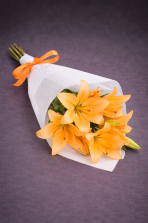 Orange Asiatic Lilies Bouquet –