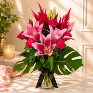 Pink Lily Tropical Vase