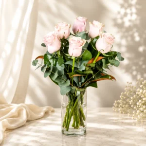 Pink Rose Vase Bouquet