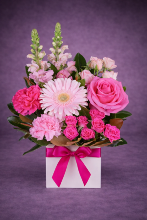 Pink Floral Bouquet in a Gift Box –