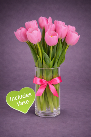 Pink Tulips in a Glass Vase –