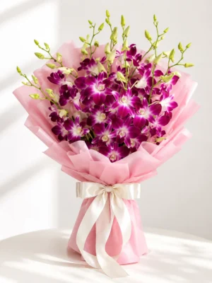 Purple Orchid Wrap Bouquet