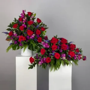 Red Rose Purple Flower Arrangement