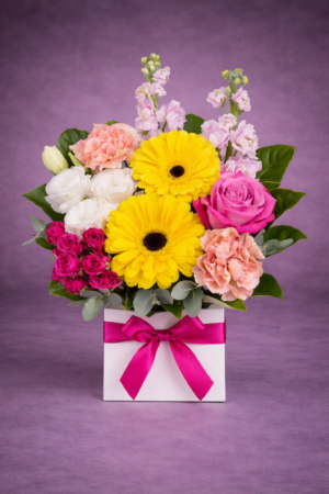 Vibrant Flower Gift Box Bouquet –