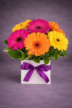 Vibrant Gerbera Daisy Box Bouquet –
