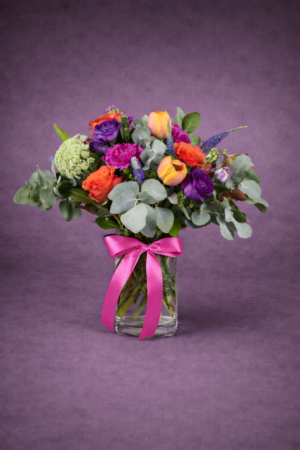 Vibrant Bouquet in a Glass Vase –