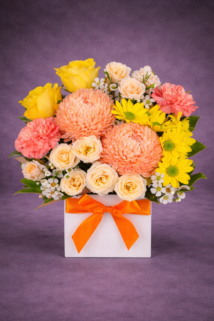 Vibrant Floral Gift Box Bouquet –