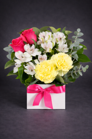 Vibrant Bouquet in a White Box –