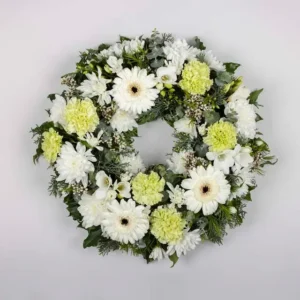 White Gerbera Funeral Wreath