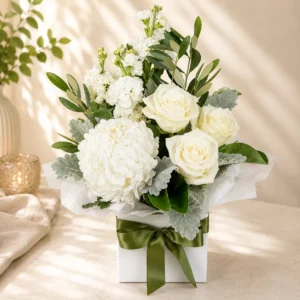 White Hydrangea Rose Box