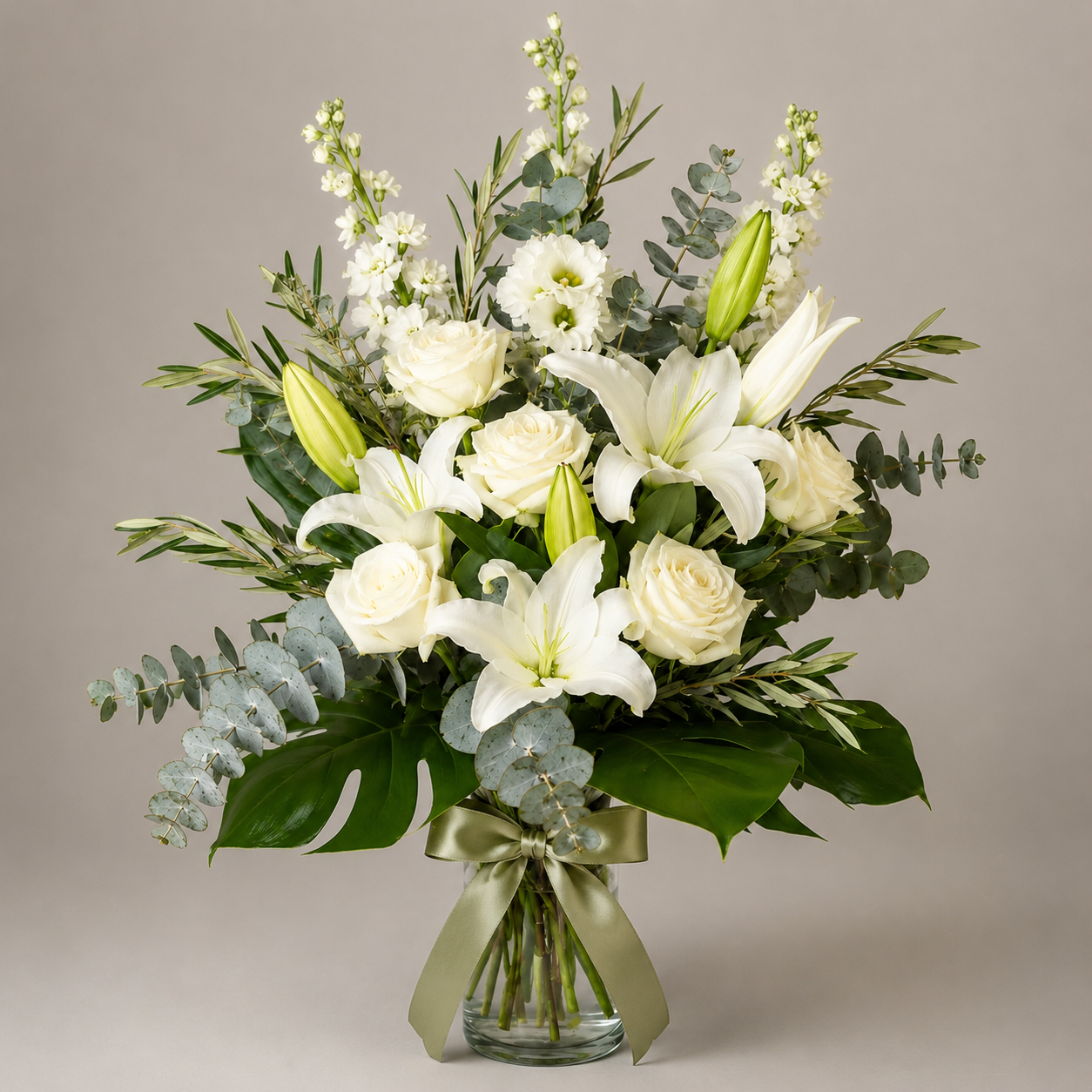 White Lily Sympathy Vase