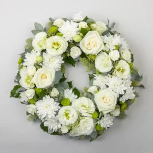 White Rose Funeral Wreath