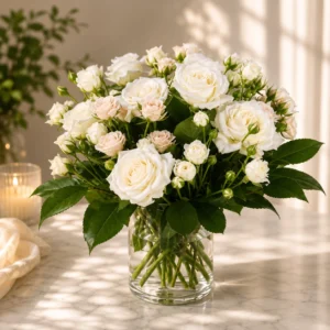 White Rose Vase Arrangement