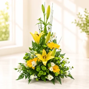 Yellow Lily Sympathy Arrangement