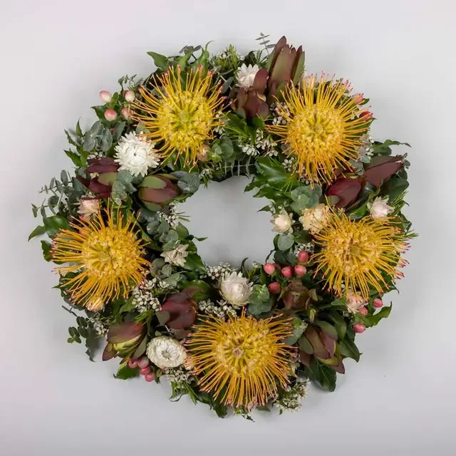 Yellow Native Funeral Wreath