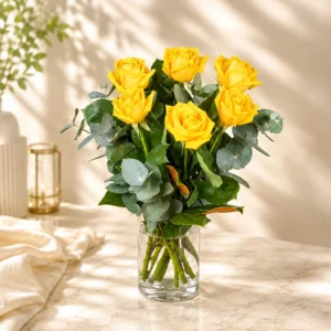 Yellow Rose Vase Bouquet